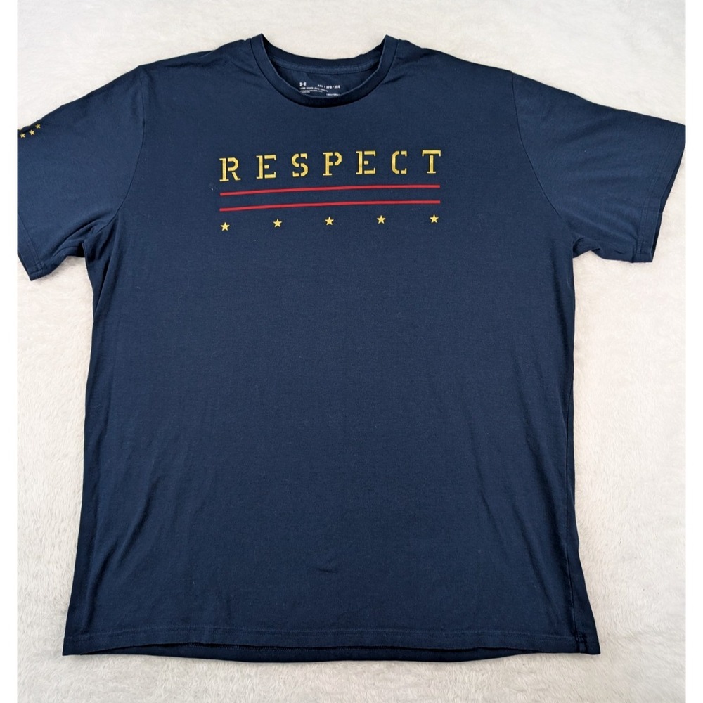 Under Armour Project Rock Respect T Shirt Men's 2XL Blue Heatgear Gym Training
